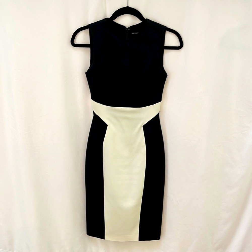 Karen Millen Black and Cream Midi Dress